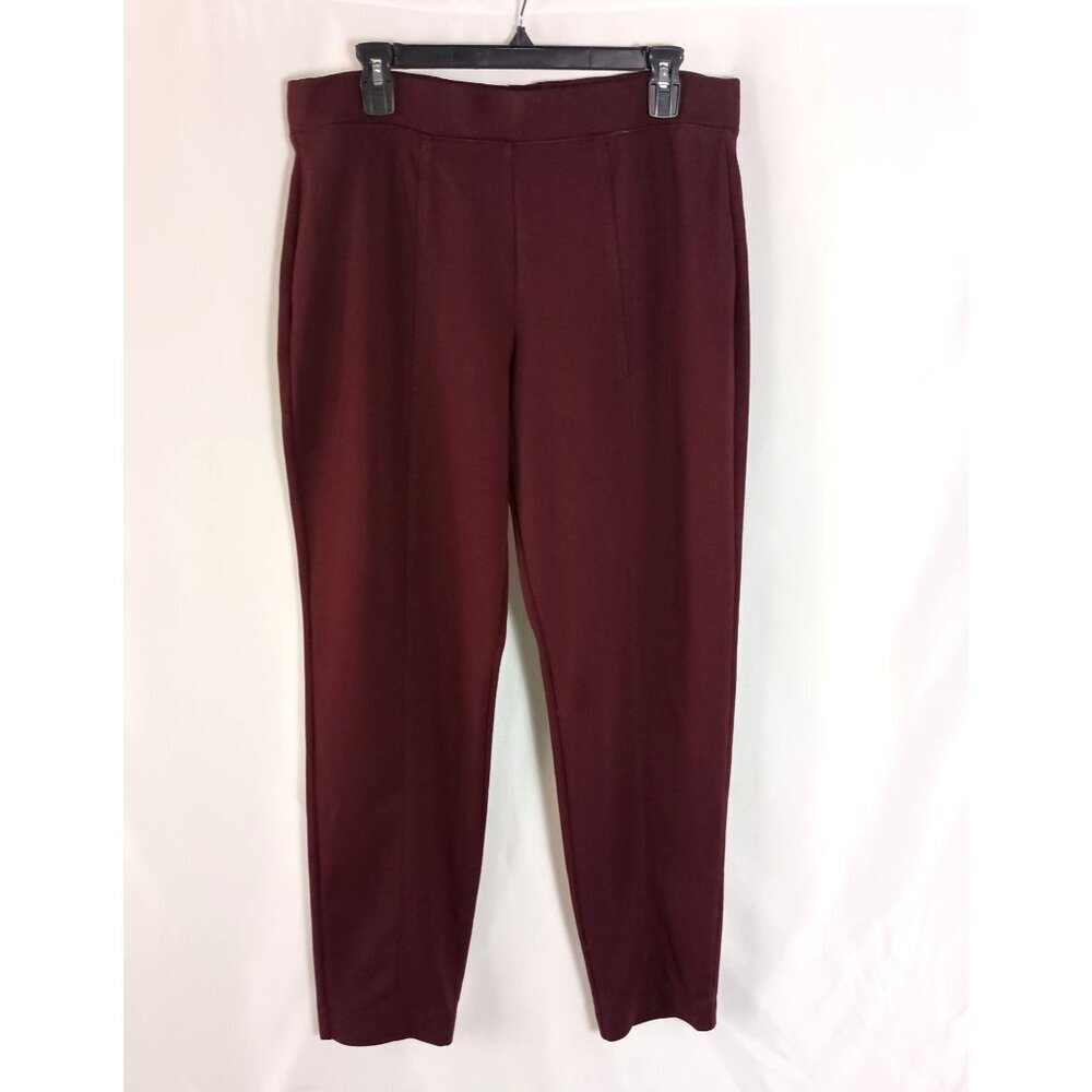 Croft & Barrow Seamed Ponte Pants Sz L Burgundy Tummy Control Stretch Comfort